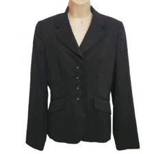 Ann Taylor | Pinstripe 4-Button Single Breasted Career Blazer Jacket Black/Red 4