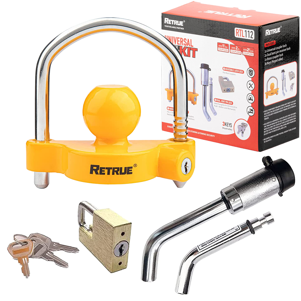 Universal Keyed Alike Trailer Lock Set Tow & Store Lock Kit with