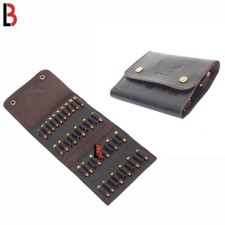 Soporte para cartucho de cuero, plegable, bolsa billetera de munición, cabe hasta 40 rondas de .22