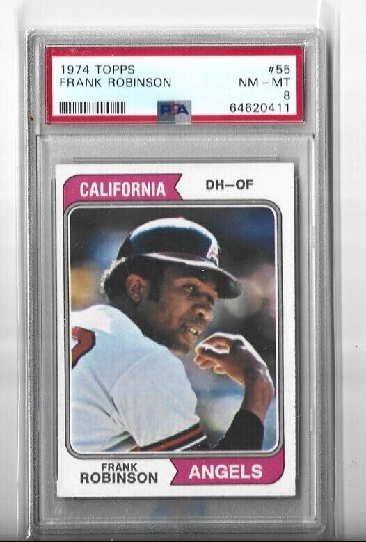 1974 Topps #55 Frank Robinson PSA 8 NM-MINT HOF *Sharp & Clean* Cal Angels 