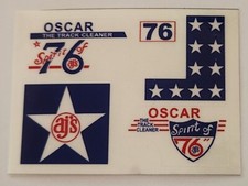 AJ's Twinn K Oscar Track Cleaner Spirit of 76 Reproduction Clear Backed Stickers