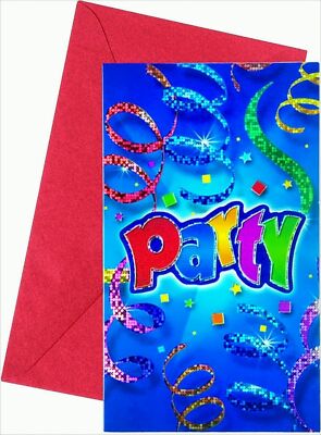 GW15c9 Party Streamers Prismatic Einladungskarten Prismatisch & Umsch Neu & OVP