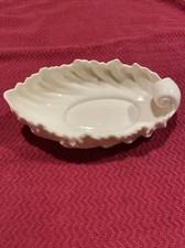 Vintage Lenox Ivory Colored Acanthus Leaf Dish Green Back-stamp Made In USA