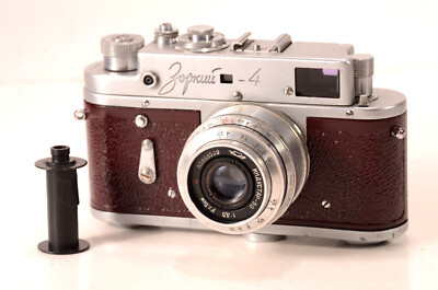ZORKI Serviced CLA Dark Red Refurbished USSR LEICA Camera Industar 50  Lens