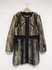 Clements Ribeiro Faux Fur Coat - Warm Winter Brown Grey - Size Xl / Uk 16
