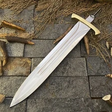 CUSTOM HAND FORGED SURVIVAL DAGGER KNIFE BLANK BLADE W/ Brass Guard Knife Making
