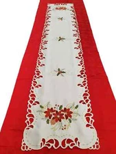Embroidered Filigree Cutwork Poinsettia Table Runners or Placemats