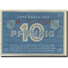 #278689 Geldschein, Deutschland, Baden, 10 Pfennig, 1947, KM:S1002a, UNZ-
