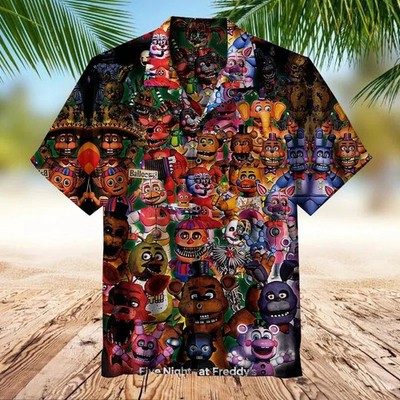 Five Nights At Freddys Men Hawaiian Shirt Horror Game Fan Summer Short Sleeve