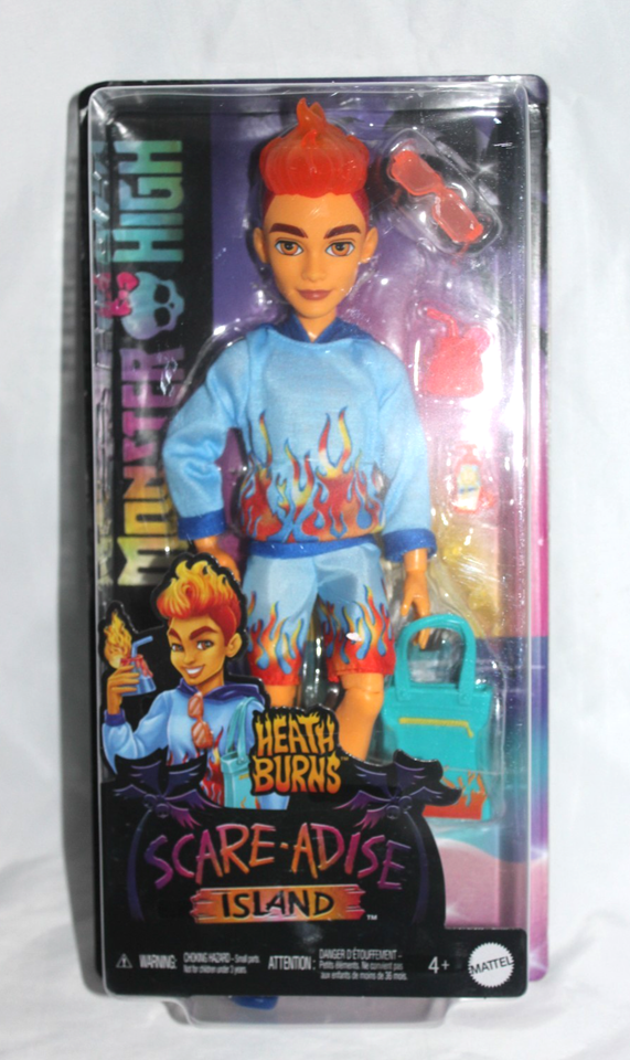 NEW Monster High Boy Doll Heath Burns Scare-Adise Island Flames Outfit ...