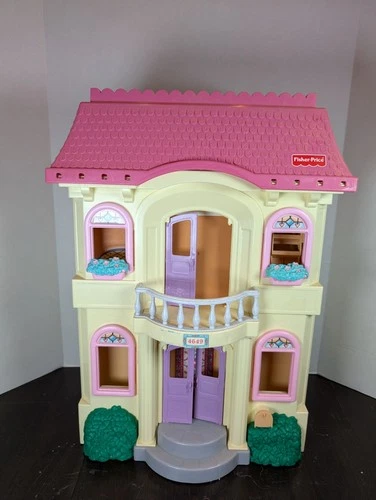 Vintage 1997 Fisher-Price Loving Family Grand Dollhouse Pink Roof 4649