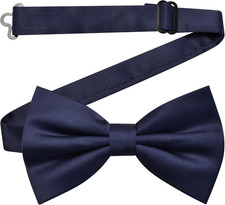 Solid Color Pre-Tied Bow Tie Quality Adjustable Bowtie for Men Party Wedding NEW