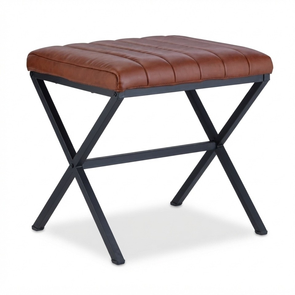 Tabouret siège repose-pieds tabouret matelassé siège d’appoint marron