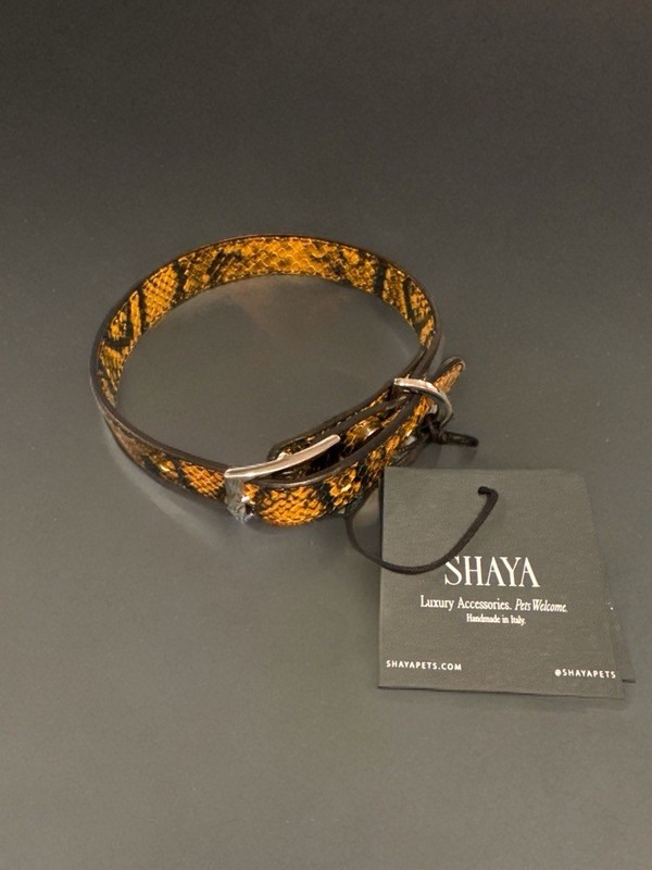 Shaya Pets - Yellow And Black Snake Print Dog Collar Size M