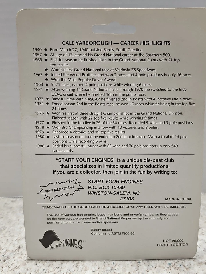 De colección 1988 Cale Yarborough Hardee’s #28 1:64 Oldsmobile Funstuf Foto 4 de 4