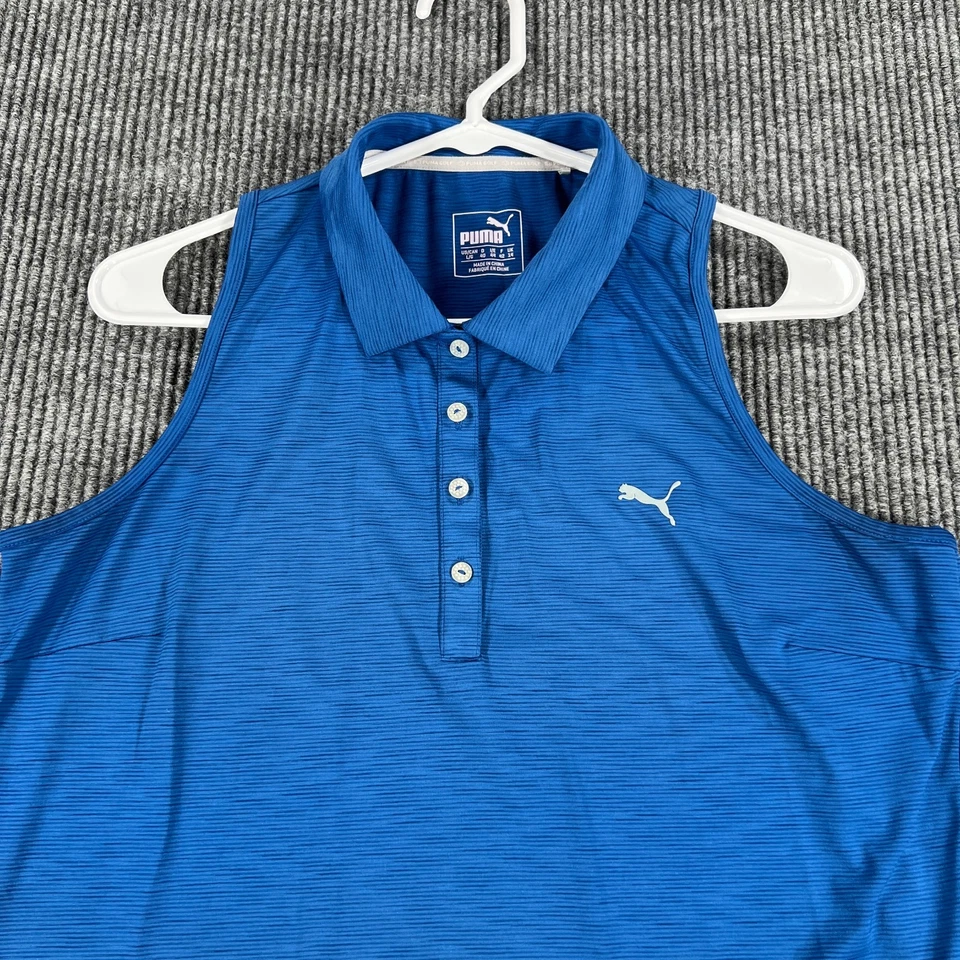 Camisa Polo Puma Para Mujer Grande Azul Sin Mangas Golf Tenis Pickleball Exterior Foto 4 de 4