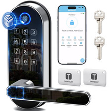 Bluetooth Fingerprint Smart Lock with Handle  Keypad   Lock, Silver