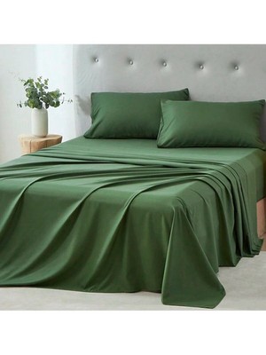3/4 Piece Bed Sheet Soft Cooling Comfortable Breathable Bedding, Dark Green