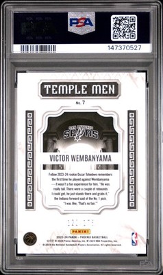 PSA 2023 Panini Phoenix Temple Men Victor Wembanyama RC Green
