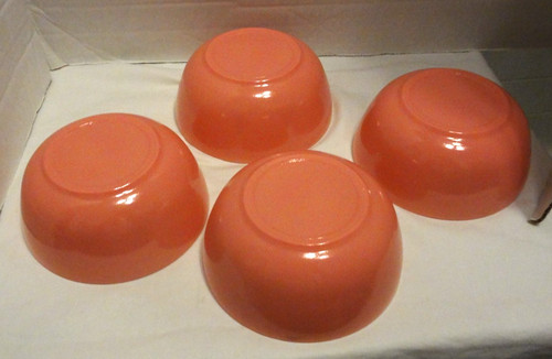 4 pc LOT Vintage Hazel Atlas Pink Platonite Salad Cereal Bowl MINTY