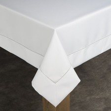 Mitteldecke Serviette Tischdecke 140 x 180 cm wei&szlig; Tischtuch klassisch Bl&auml;tter
