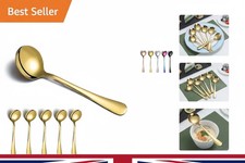 Luxury Gold Soup Spoons Set of 6 - Stainless Steel, Dishwasher Safe, Elegant ...