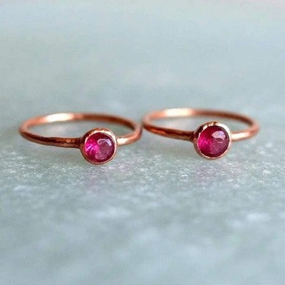 Stackable Ruby Ring | Electroformed Copper Jewelry