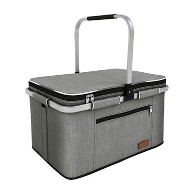 LIQING 35L Large Picnic Basket 2 Layers of Internal Pockets 35L, Gray