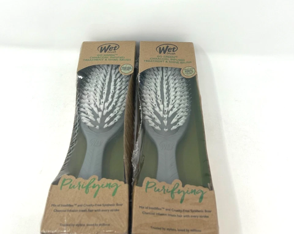 (2 Pack) WET BRUSH 'Go Green Charcoal Infused Treatment & Shine Brush', (Grey) - Image 3 of 3