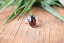 Red Garnet Ring Bold Split Band: Handmade Sterling Silver Statement Jewelry 