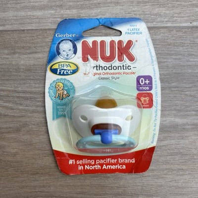Gerber NUK Orthodontic Pacifiers Blue White With Green 0m+ NOS Classic Style