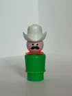 Vintage Fisher Price little people Green Western Man with White Cowboy Hat