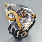 Jewellery 38 ct+ Natural Quartz Ring 925 Sterling Silver Size 9 /R439668