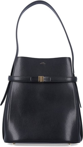 TOTEME Tote Bag with Belt, Calfskin, Black, 30 x 27 x 15.5 cm,