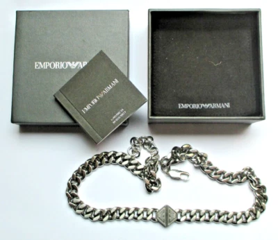 Authentique coffret Collier chaine Emporio Armani en Acier inoxydable magnifique - Photo 1/4