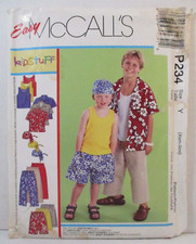McCall's Pattern P234 Boys Size Y Xsm-Sml Shirt Tank Top Cropped Pants Shorts