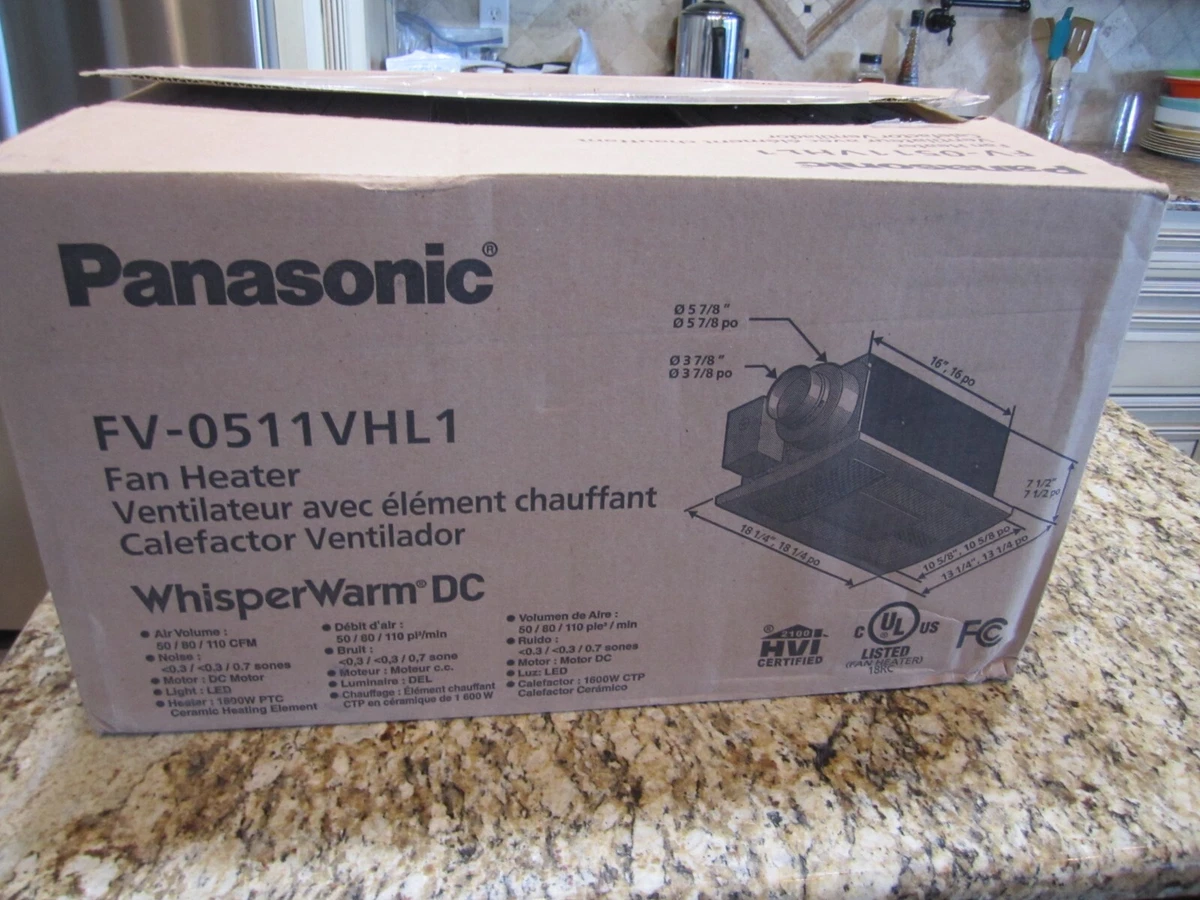 Panasonic FV-0511VHL1 WhisperWarm DC Bathroom Fan w/Light u0026 Heater-50-80-110  CFM 885170374188 | eBay