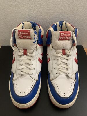 Vtg Converse Weapon 3Y0207-1J092 SKU White Red Blue Men Sz  display picture 2