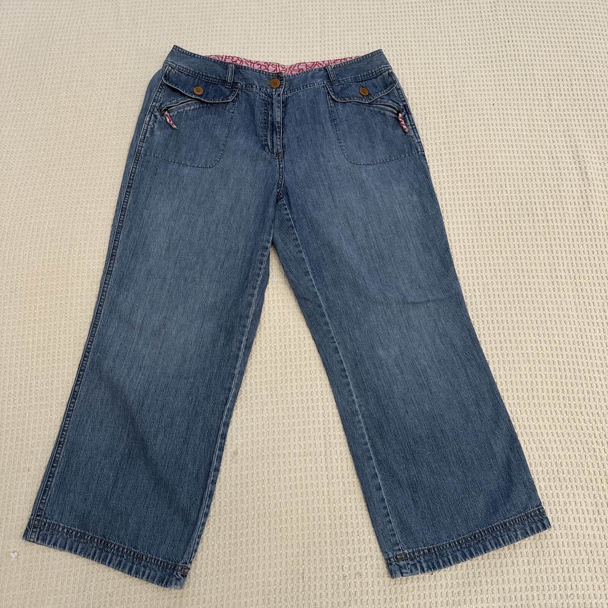 SIGRID OLSEN Blue Jeans (short) Lightweight 100% Cotton Straight Leg Size  10