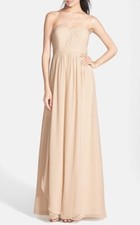 JENNY YOO Aidan Convertible Strapless Chiffon Gown Dress Beige Size 2