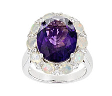 PURPLE AMETHYST RHODIUM OVER STERLING SILVER RING SIZE 7 8 9