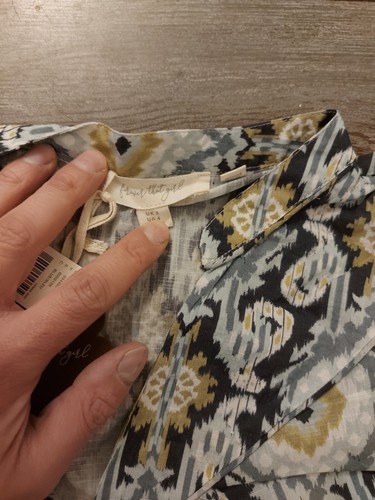 Anthropologie Ikat Blue Blouse- Size 8 - Picture 5 of 6