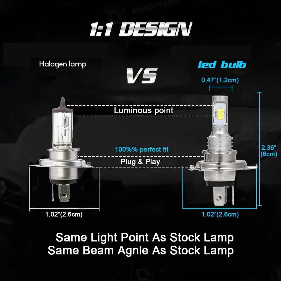 2PC Ultra Bright LED headlight bulb for Yamaha XVS1300 V Star 1300 2007-2015: US - Image 3 of 4