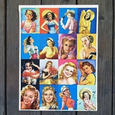 Vintage Original 1940s PINUP GIRLS Lithograph DEVORSS ELVGRIN ERBET Print Sheet