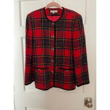 Vintage Robert Terry Red Plaid Blazer, Size 8