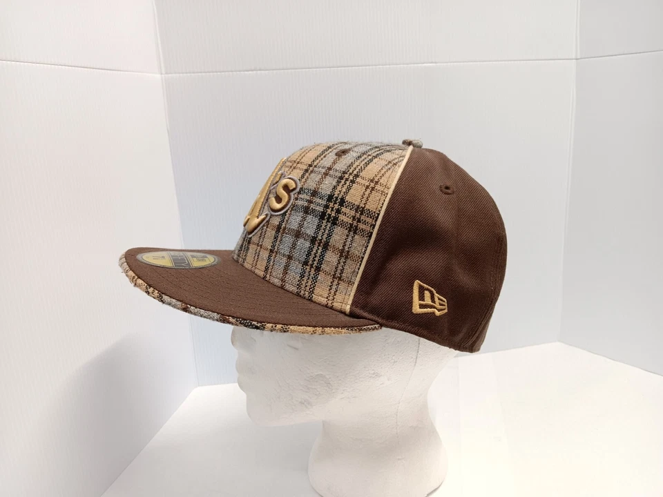 Gorra Oakland Athletics ROBLE New Era 59Fifty ajustada marrón a cuadros talla 7 1/8 MLB Foto 2 de 4