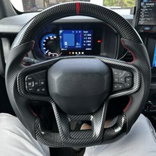 Real Carbon Fiber Sport Flat Steering Wheel For Ford Bronco 2021-2025