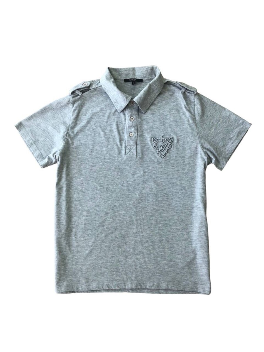 Gucci SS06 “G” logo cotton polo shirt vintage gray women's Gucci SS06 “G” logo cotton polo shirt vintage gray women's