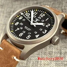 Titanium 39mm 20ATM Tandorio Pilot NH35A Automatic Mens Watch Green luminous