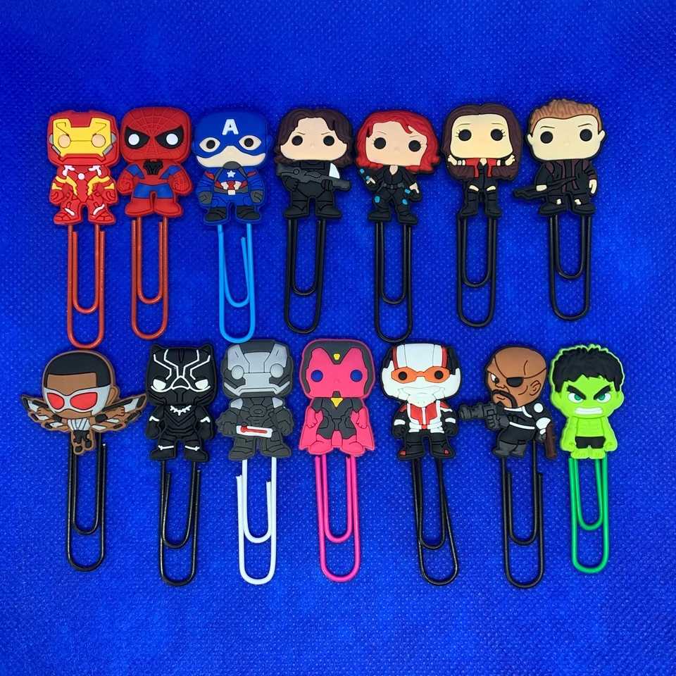 Avengers [Assemble] Bobblehead Paperclip Bookmark Marvel Iron Man Spider-Man NEW